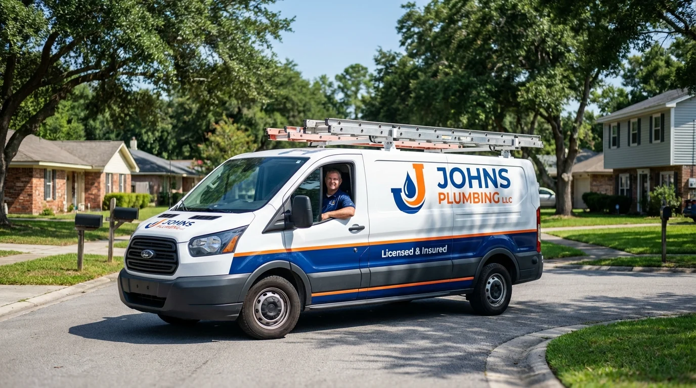 Johns Plumbing LLC service van in Imperial, NE