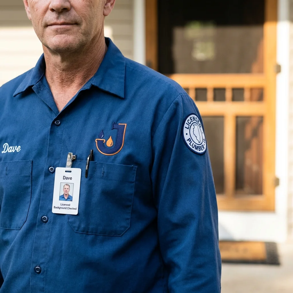 Licensed plumber showing ID badge in Imperial, NE