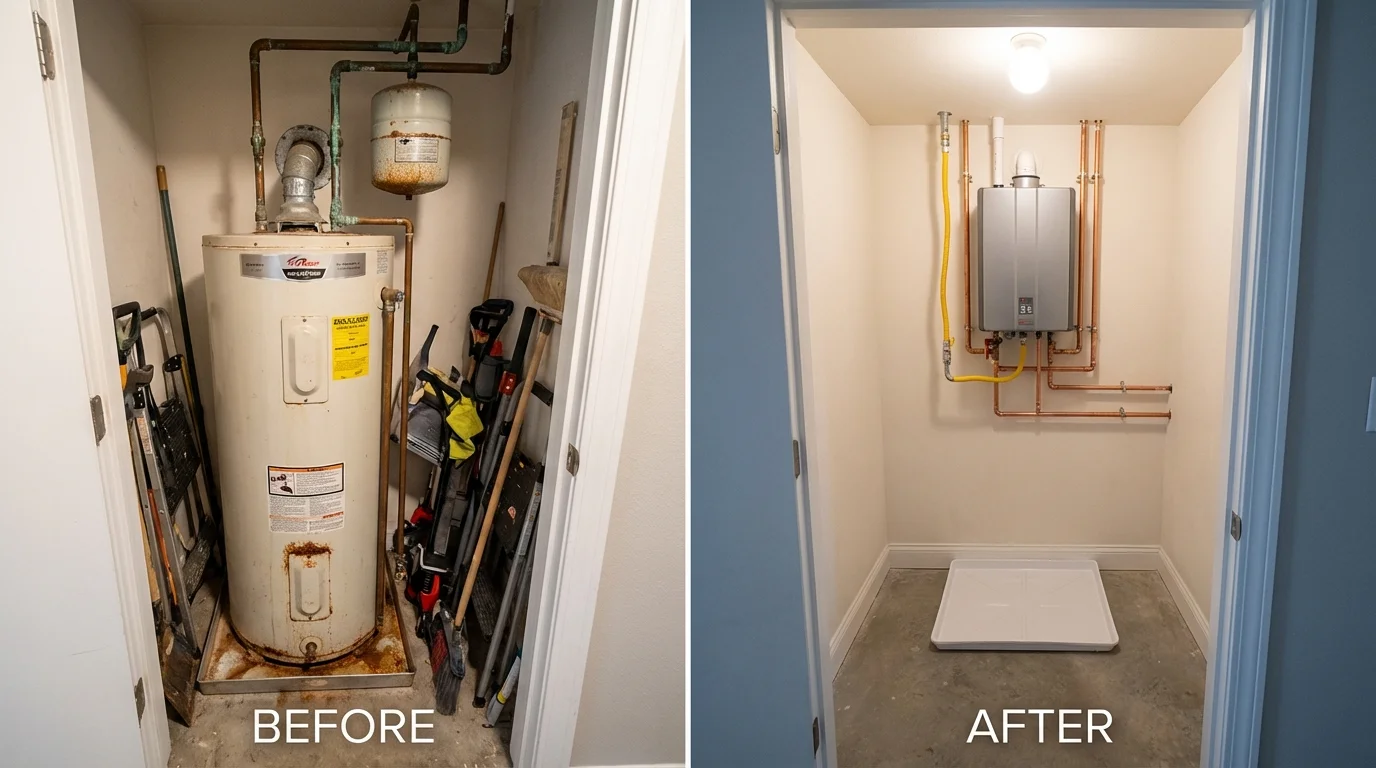 Tank water heater versus wall-mounted tankless unit comparison for Imperial, NE homeowners